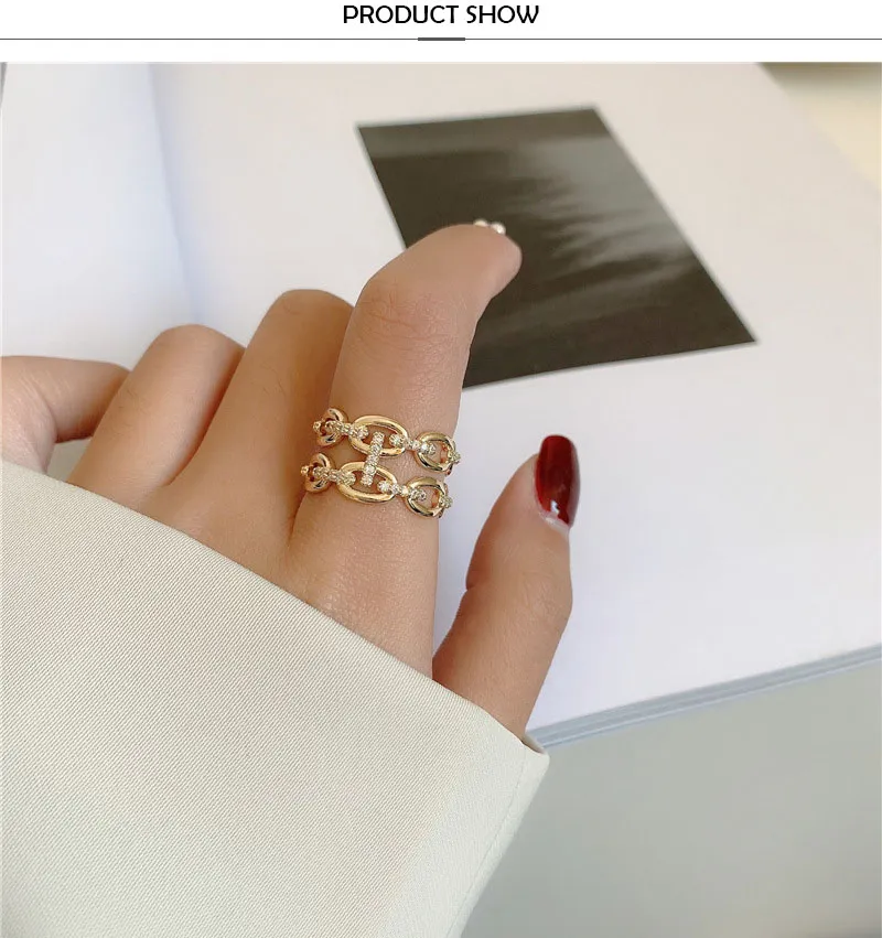 Pendant Necklaces Fashion Gold Color Metal Pig Nose Ring Simple Opening Geometric Hollow Heart Year Rings For Women_voghion.com