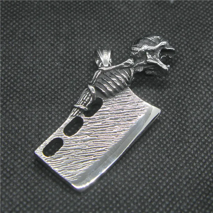 Colliers pendentifs Est Fashion Skull Collier couteau homme cool en acier inoxydable 316L_voghion.com