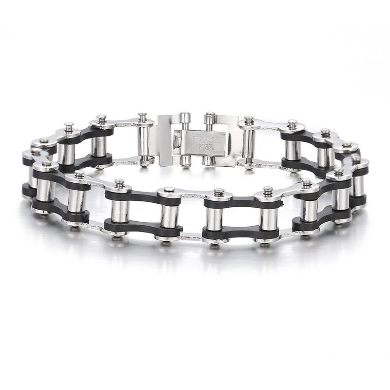 Bracciale da uomo con ciondolo a forma di catena per bicicletta in acciaio inossidabile, stile trendy e di personalità._voghion.com