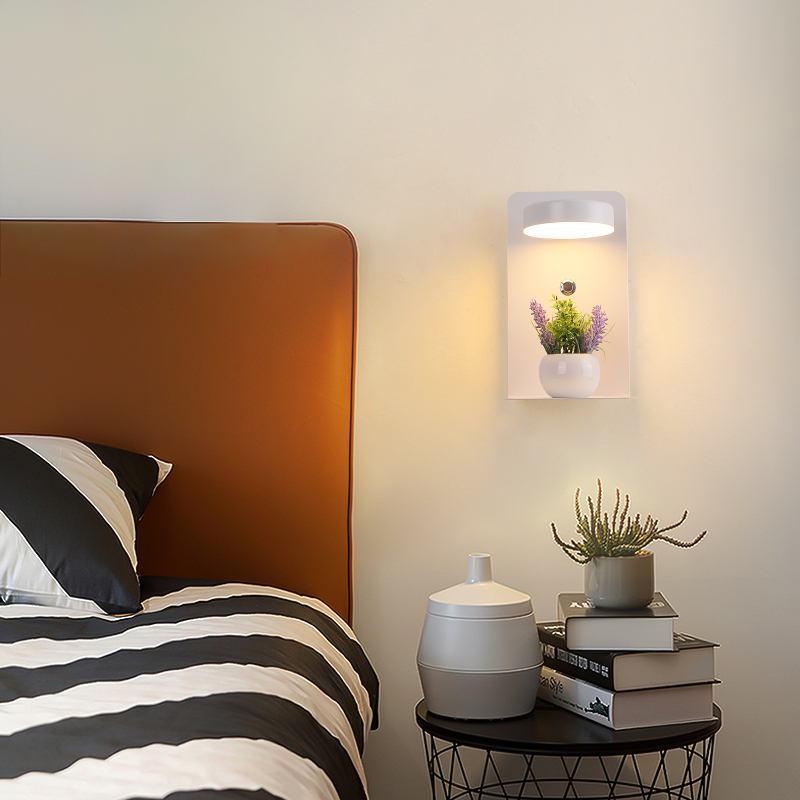 Applique a LED con interruttore e interfaccia USB Lampada da parete bianca e nera alla moda, illuminazione per corridoio, corridoi, lampade artistiche, lampada da tavolo_voghion.com