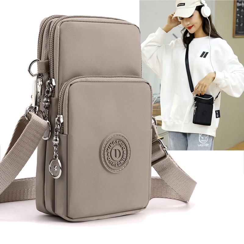 New Women Mobile Phone Bag Nylon Cell Phone Bag Coin Purse Strap Shoulder Bag Small Crossbody Bags for Women Wallet Travel Purse_voghion.com