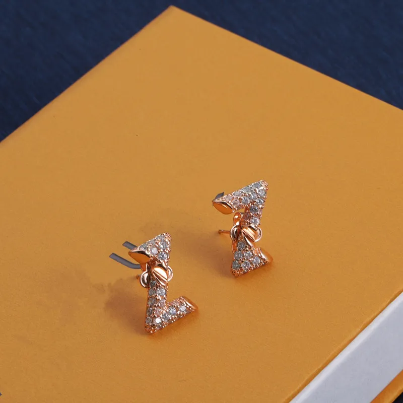 Avec boîte boucles d'oreilles Se haute qualité en acier inoxydable Seel or Rose diamant pendentif collier bijoux Se/3 pièces pour les femmes_voghion.com