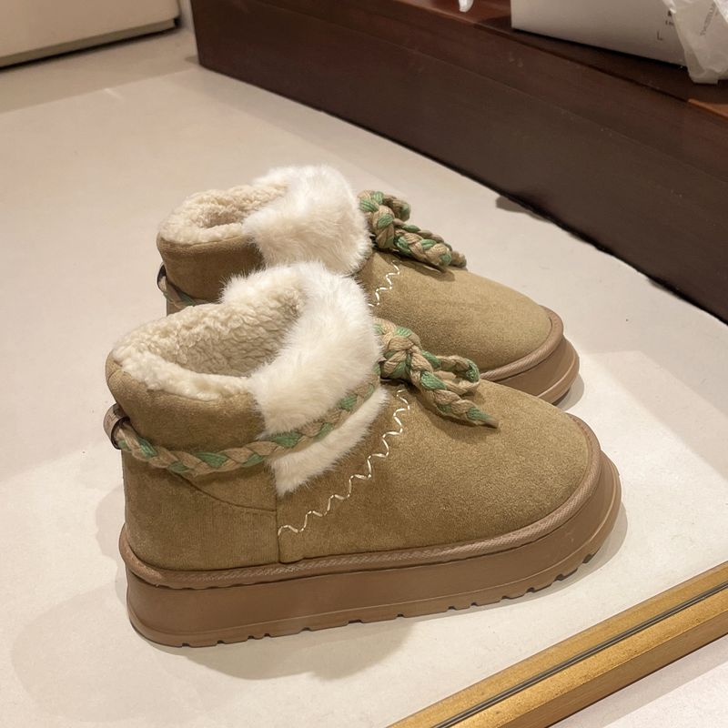 2024 Winter Women's Cute Warm Fashion Bag With Thick Cotton Shoes Bow New Snow Boots_vogvips.com