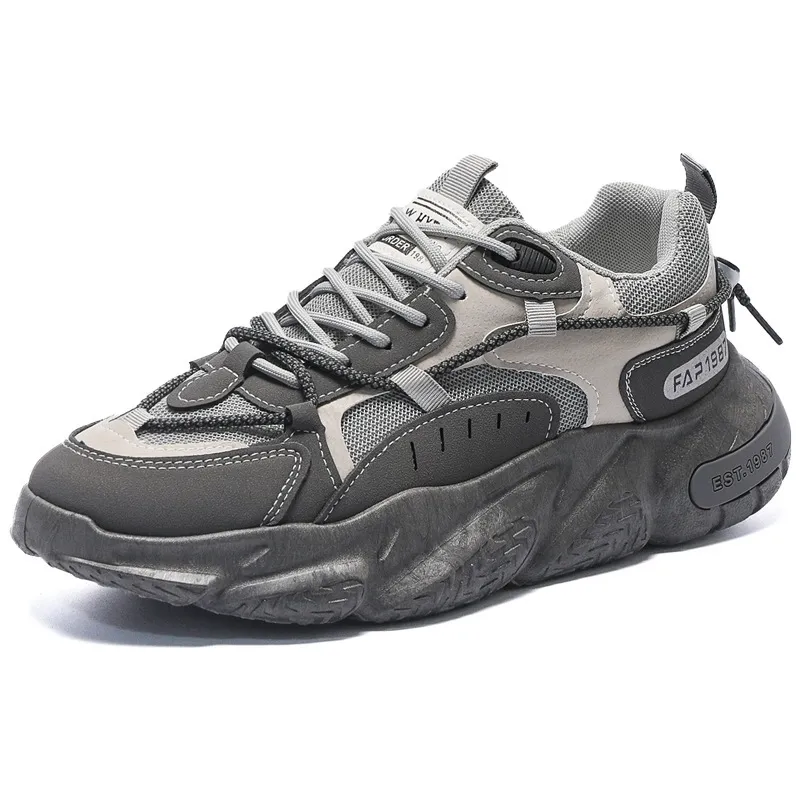 Autumn New Breathable Mesh Sports Men's Trend Versatile Height Increasing Board Casual Running Dad Shoes_voghion.com