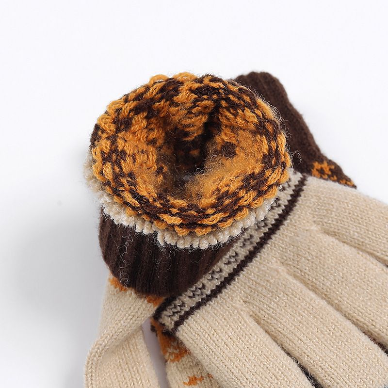 Höst Vinter Vuxen Varm Jacquard stickad Toucreen garn och Veet Anti Cold Finger Handskar_voghion.com