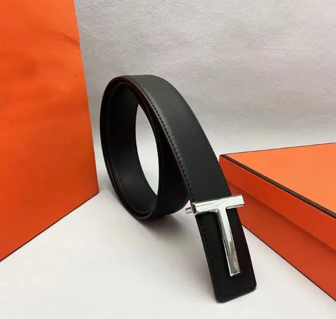 Designer Tom Women's Belt Letter Men's Plain Smooth Buckle Gold Business Belt_voghion.com