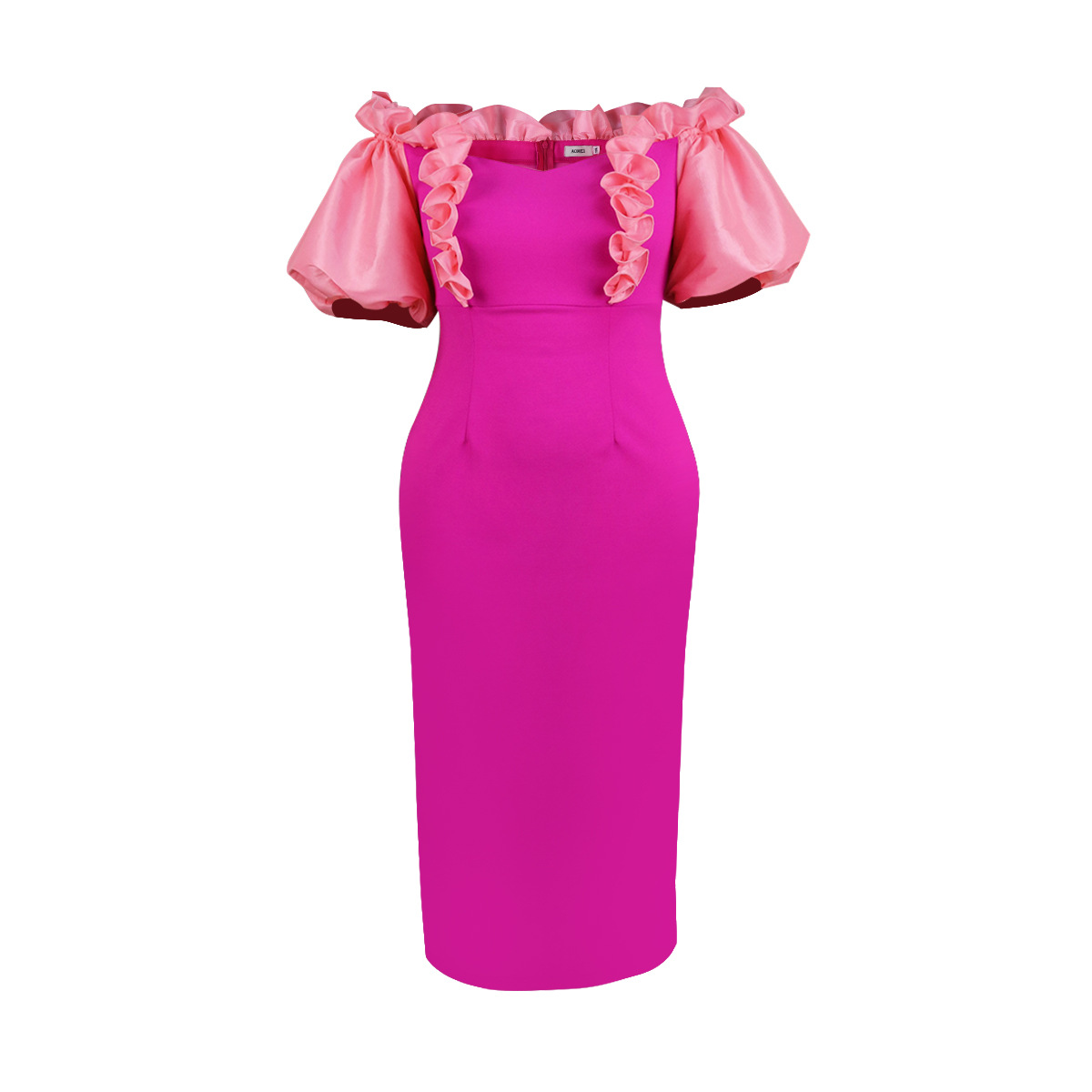 Plus Size Women's Puff Sleeve Maxi Dress For Elegant Occasions_voghion.com