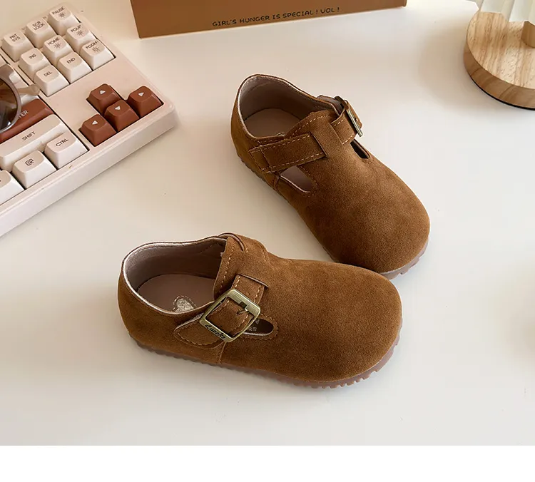 Børnesko med spænde og afslappet komfort, bløde og flade sko, unisex, forår, fritid, fleksible, små babysko_voghion.com