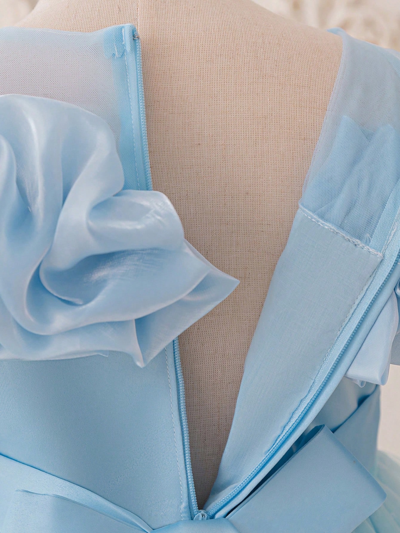 Tween Girls Ruched Strapless Party Dress With 3D Floral Embroidery For Birthday Party, Wedding, Graduation, Prom Dress_voghion.com