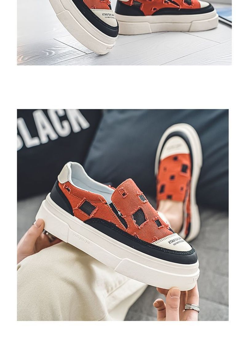 MannNeil 2024 New Summer Breathable Canvas Trdy M's Versatile Instagram High Street Brok Hole Beggar Board Shoes_voghion.com