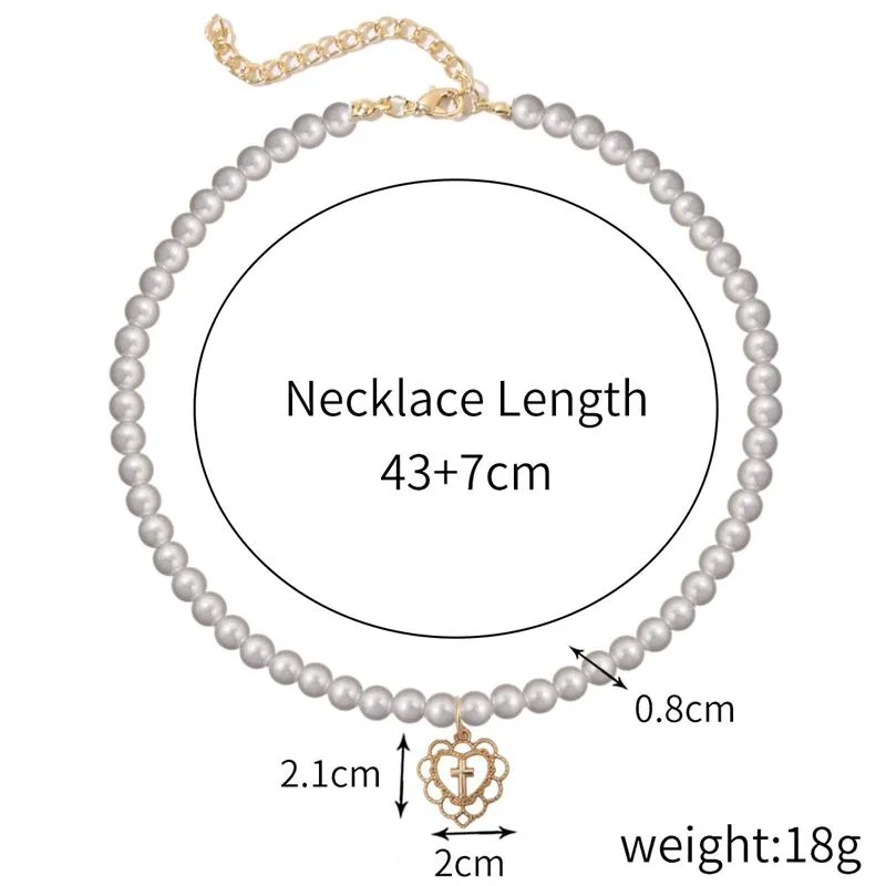 Collane con ciondolo Collana con catena di perle Doppia nera Amore Ritratto Farfalla Conchiglia Strass Rotondo Per donne Ragazza Regalo_voghion.com