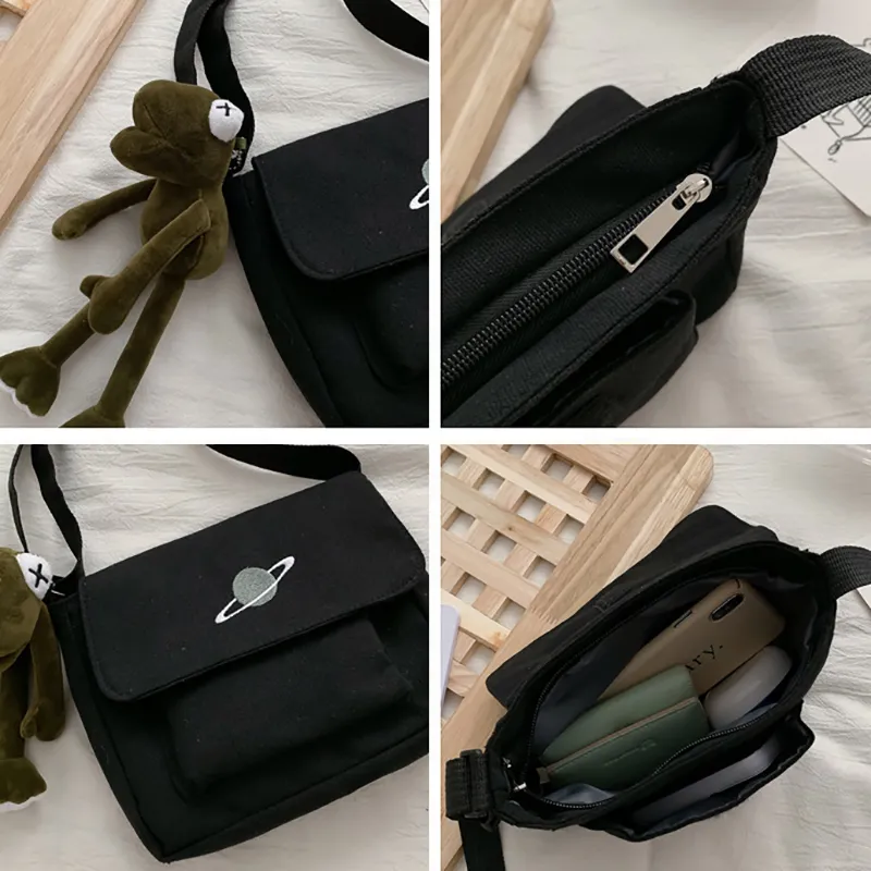Sac messager en toile pour étudiantes, petit format carré, tendance, polyvalent, à bandoulière, pour jeunes filles_voghion.com