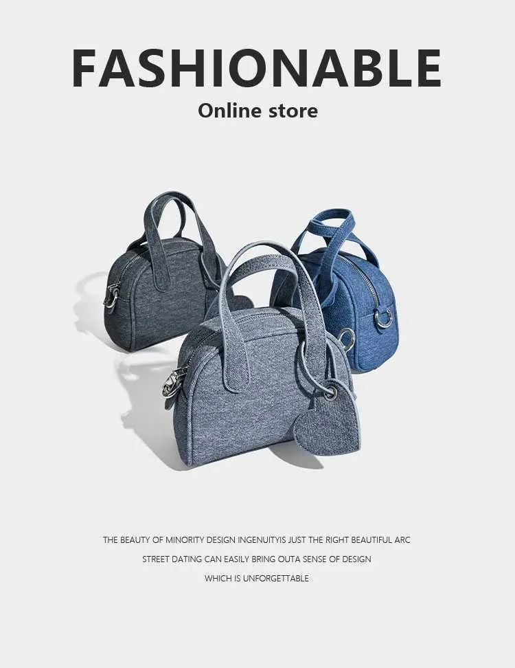 Strukturierte Damen-Denim-Handtaschen, solide, große Kapazität, lässige Schultertasche, weibliche Pendeltasche, vielseitige Umhängetasche, Jeans_voghion.com