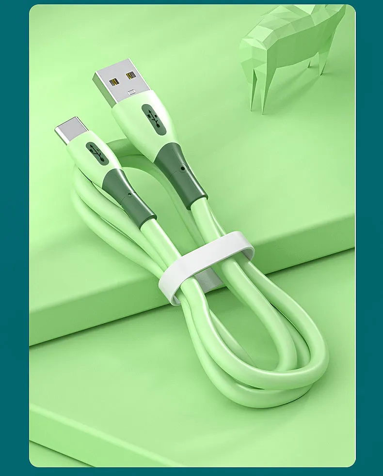 Liquid Silicone Micro USB Type C Charging 1.2m 1.8m 5V3A Fast Charger Data Cable For Samsung Xiaomi Huawei Mobile Phone_voghion.com