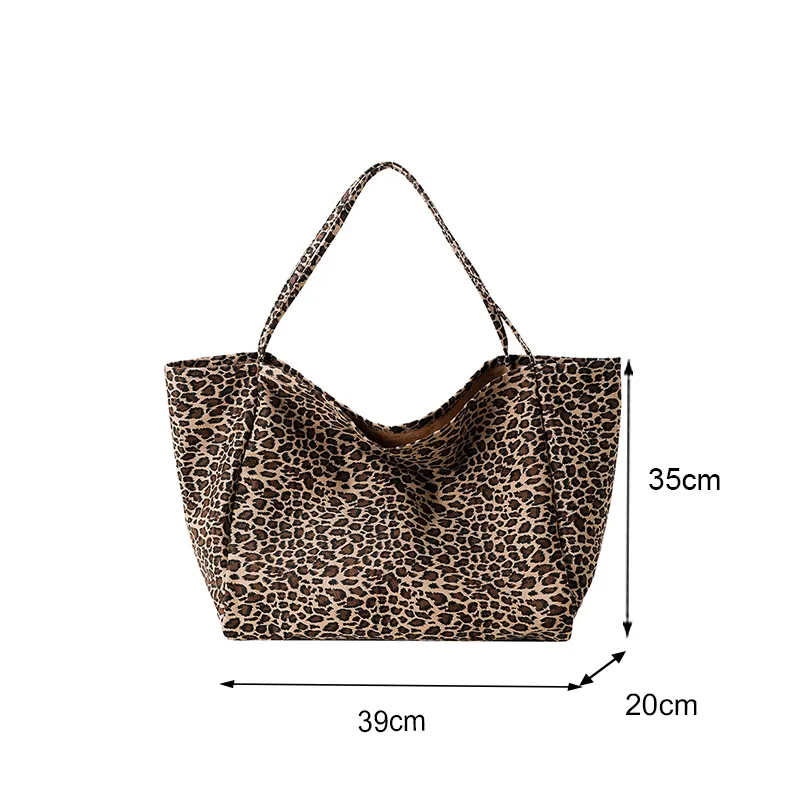Große Kapazität Leopard Druck Leinwand Handtasche Für Frauen Schulter Weibliche Neue Mode Designer Shopping Casual Tote Tasche_voghion.com