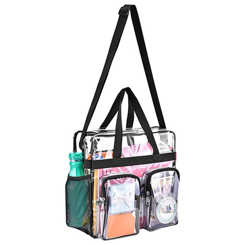Multi tasca portatile trasparente per uso esterno, trasporto con due tasche frontali esterne, borsa, borsa a tracolla_voghion.com