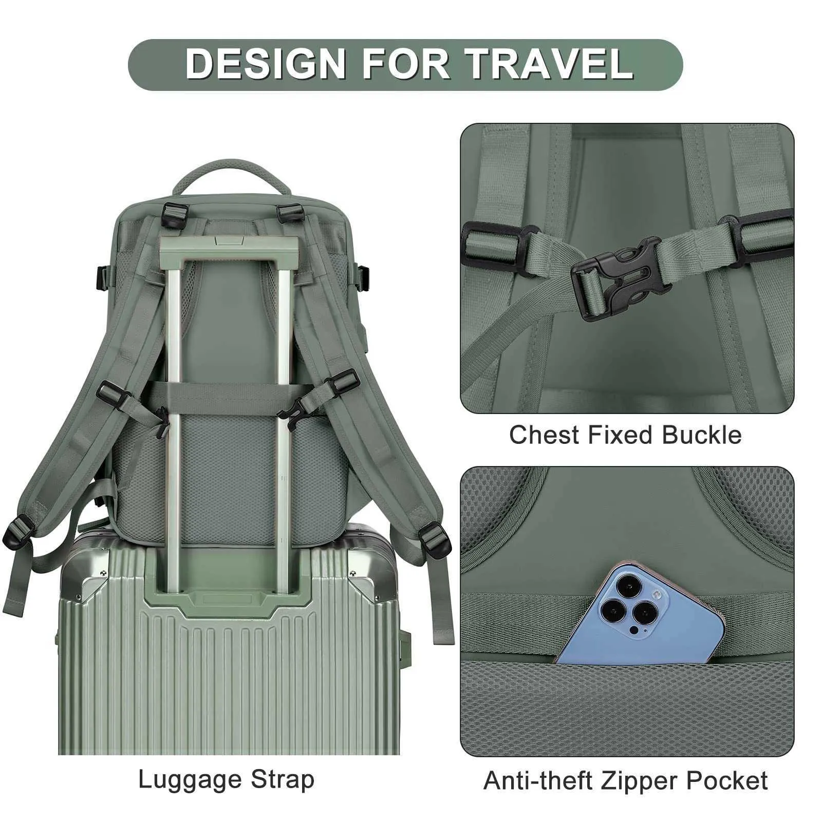 Sac à dos de sport imperméable pour femmes, grands sacs de voyage pour hommes, sac à dos pour ordinateur portable, voyage, chargeur USB, étudiants, écoleba241107_voghion.com