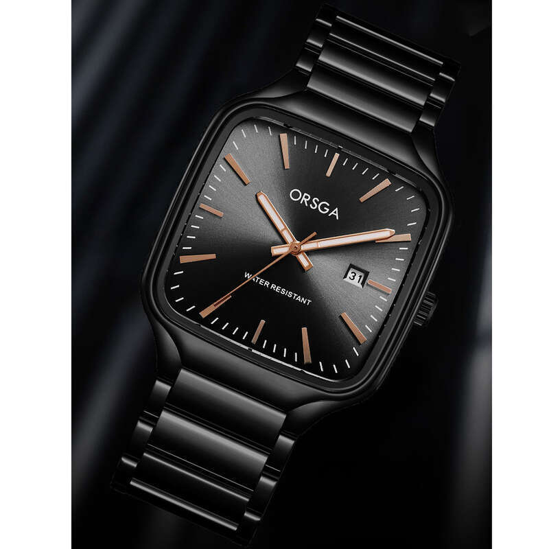ORSGA Personalized Square Men's With Steel Strap, Niche Fashion, Calendar Live Broadcast, Quartz Watch For Men_voghion.com