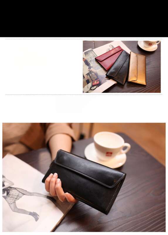 New Long Women's Leather Buckle Simple Business Cowhide Thin Wallet Card Tide_voghion.com