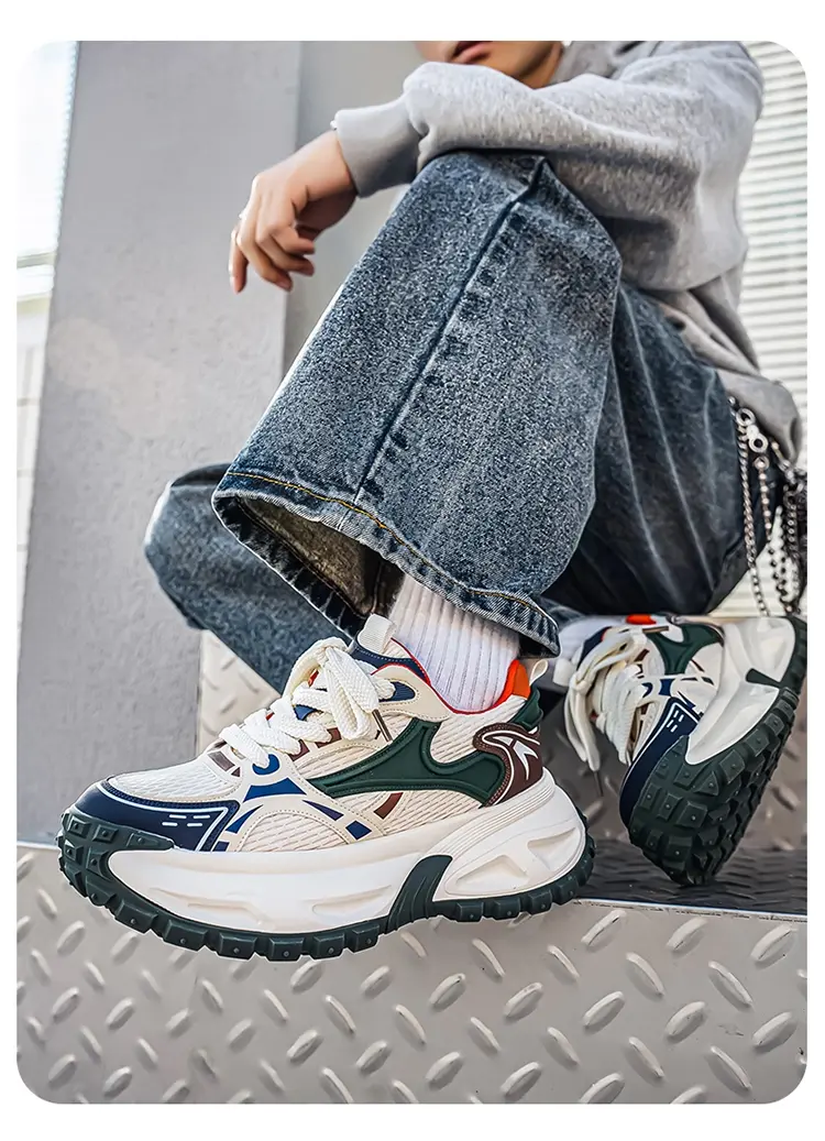 Chaussures de sport antidérapantes pour hommes, chaussures décontractées à plateforme rehaussante, chaussures tendance pour papa_voghion.com