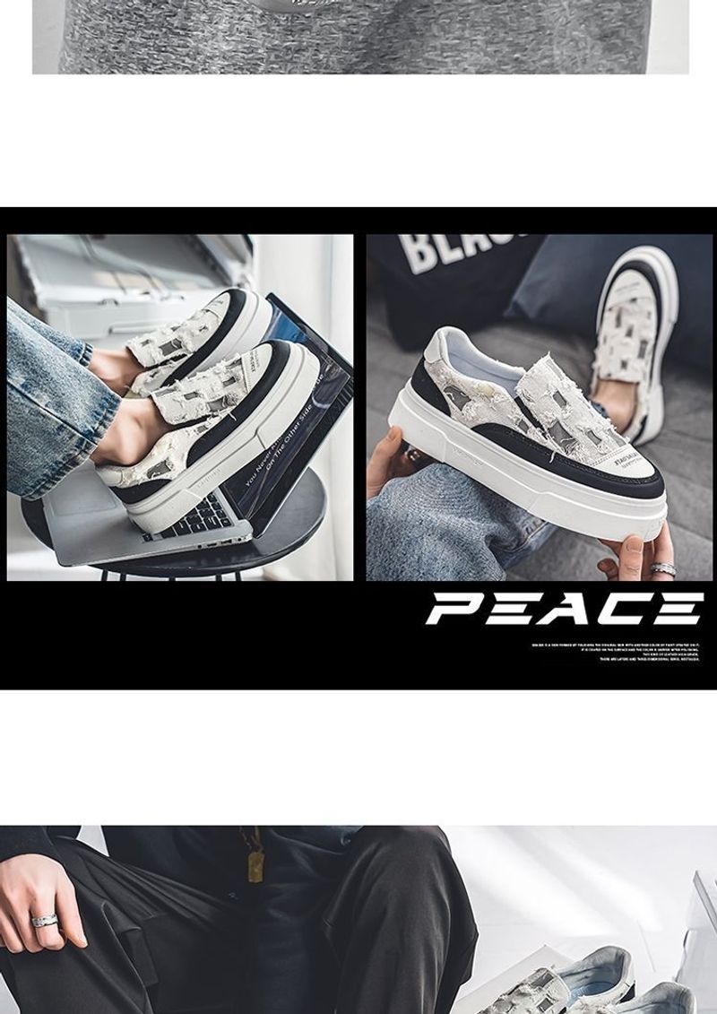 MannNeil 2024 New Summer Breathable Canvas Trdy M's Versatile Instagram High Street Brok Hole Beggar Board Shoes_voghion.com