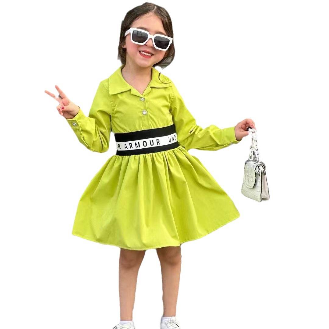 M8094 Robe doublée à ourlet large avec épissure élastique pour enfants 2024 pour filles_voghion.com