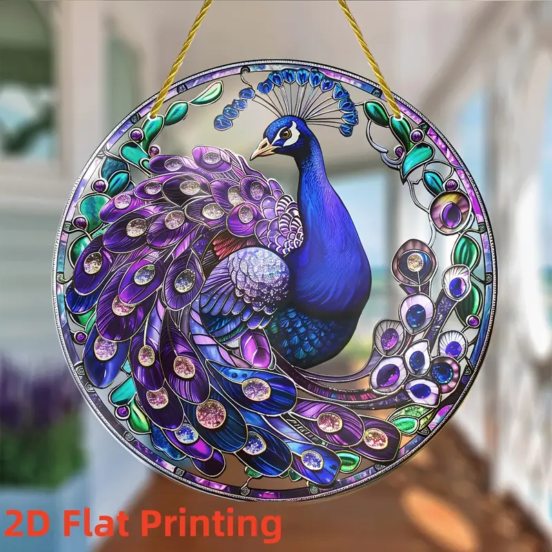 Peacock Suncatcher - 8" Directional Acrylic Art. Classic Decor For Garden Or Bar, Elegant Gift For Discerning Tastes._voghion.com