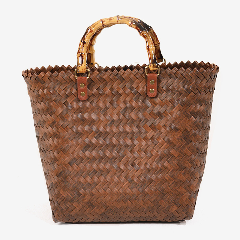 Neue Retro tragbare große Kapazität Totes vielseitige handgemachte Stroh Tasche Seide Schal gewebt Tasche_voghion.com