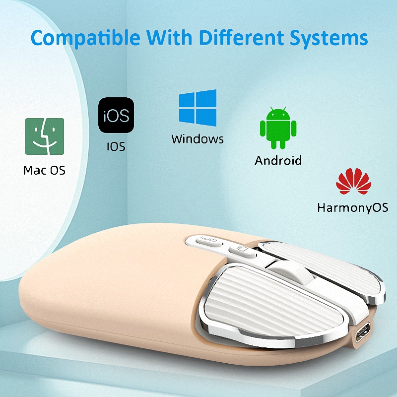 Carino 2.4G Dual Model Wireless Bluetooth 5.0 Mouse silenzioso ricaricabile con lunga durata della batteria e multi-pulsante per PC IOS Notebook_voghion.com