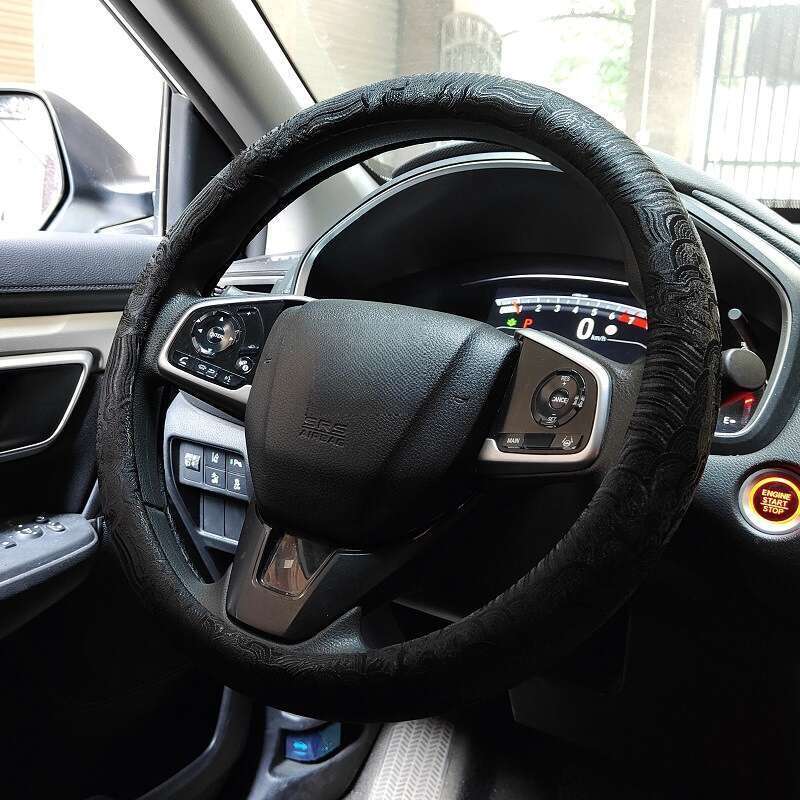 Husă ghidon JDM, țesătură brocată, brodată, neagră, universală, antiderapantă, pentru patru anotimpuri, China-Chic_voghion.com