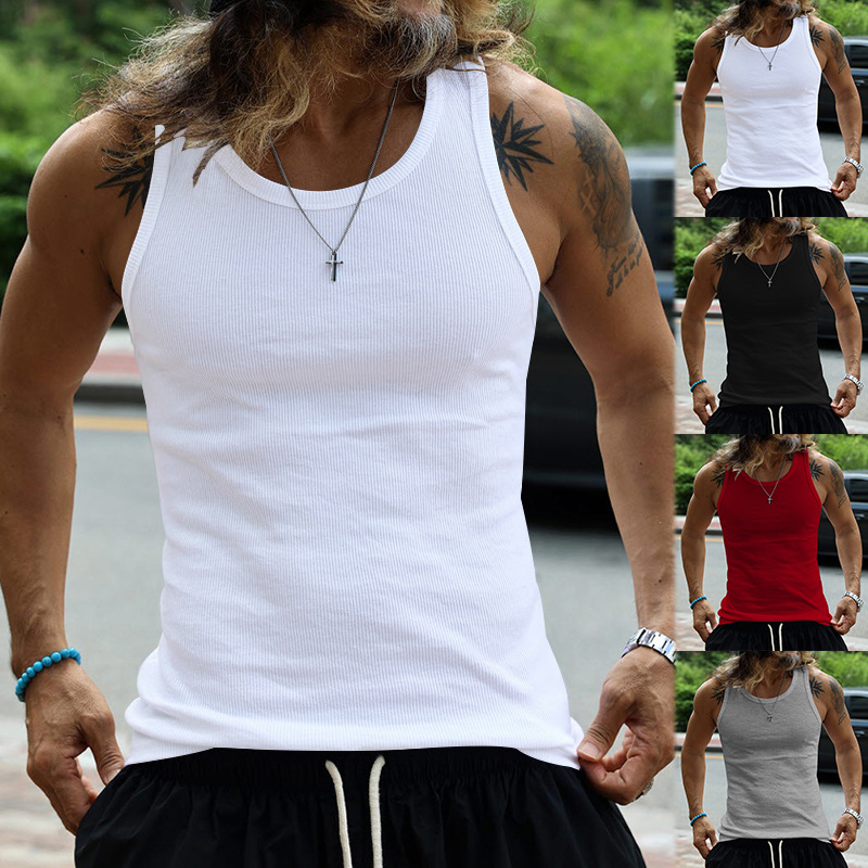24 New American Herren Tank Top Slim Fit Freizeit Sport Herren Frühjahr/Sommer Unterteil Thread Tank Top_voghion.com