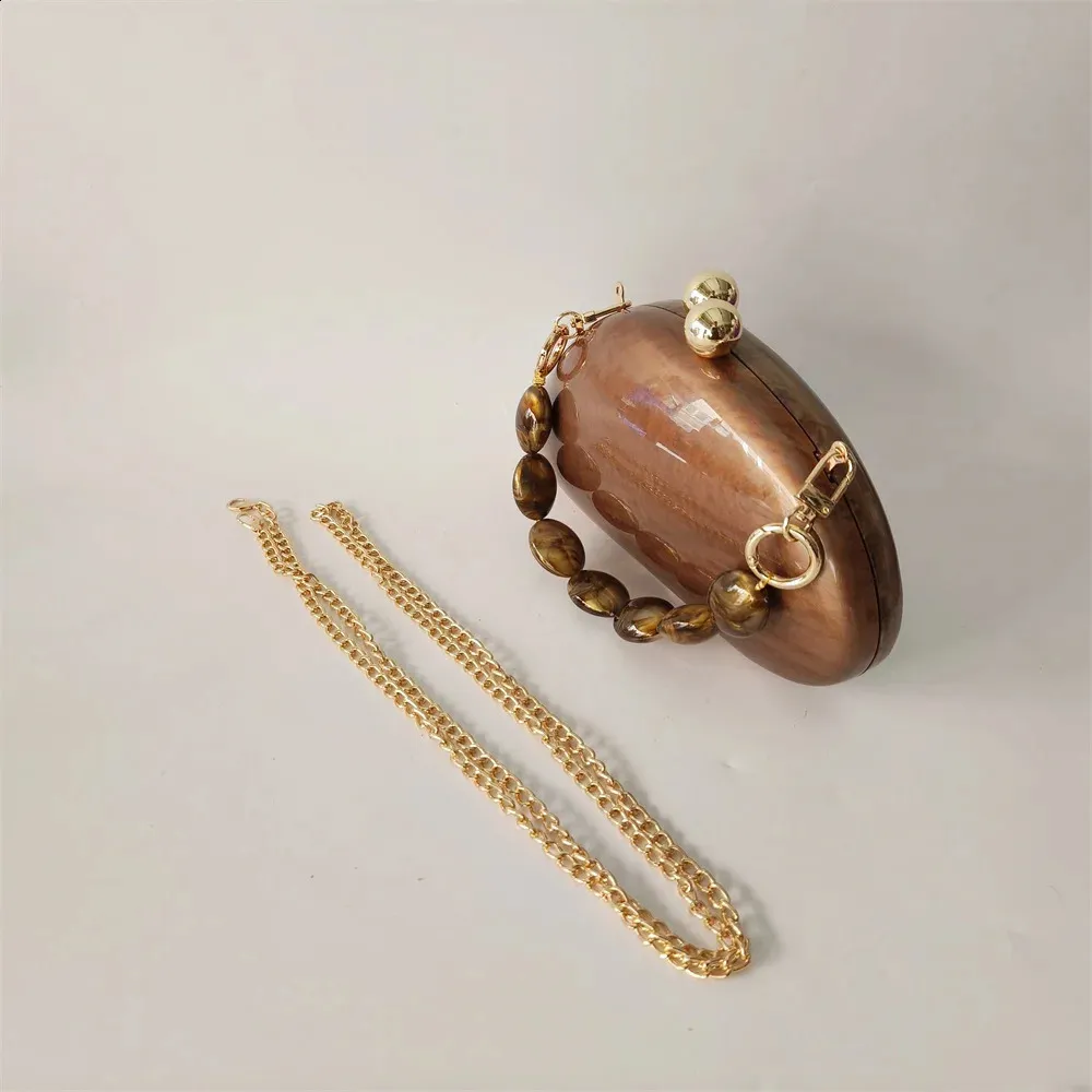 Nieregularne Dumpg Solid Brown Coffee Akrylowe Pudełko Sprzęgła Koralikowe Uchwyty Torebki Damskie Ramię Wieczorne Imprezy Plażowe_voghion.com