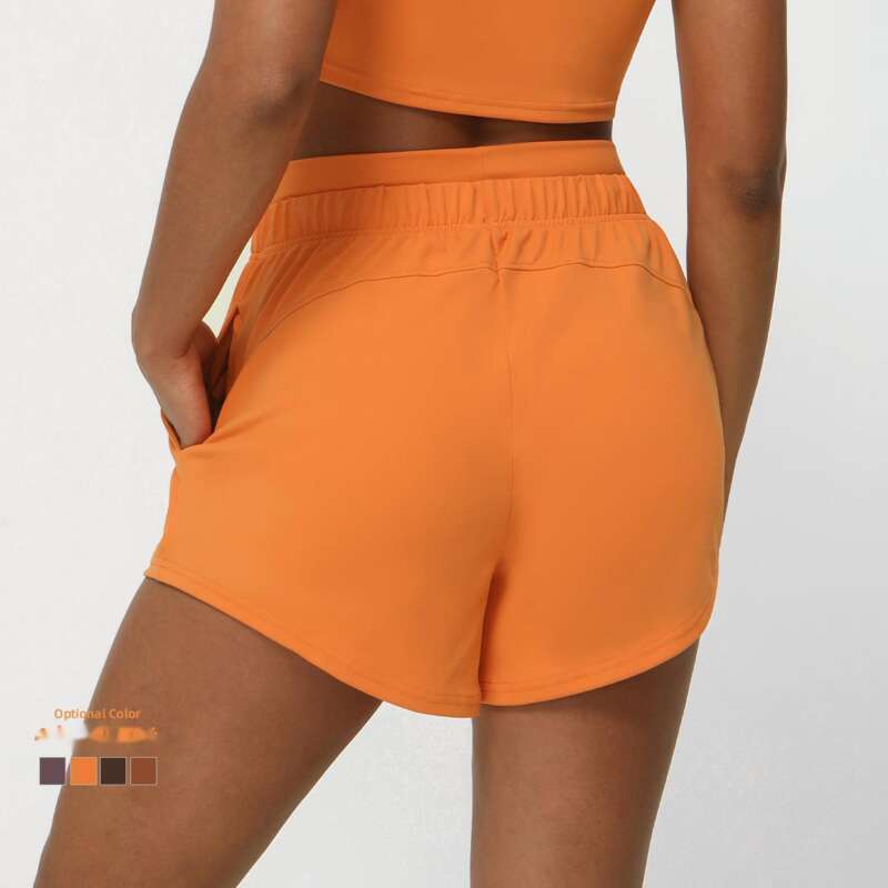 Pantalones cortos deportivos de tres piezas para mujer, finos, de verano, con cordón para yoga, fitness, running e informales_voghion.com