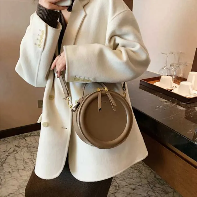 Einfarbig Crossbody Für Runde Kleine Handtasche Frauen Mode Designer Taschen Leder Schulter Tasche Weibliche Zipper_voghion.com