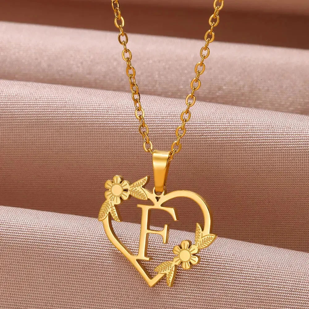 Anhänger Halsketten AZ Edelstahl Schmuck Initiale Herzanhänger geeignet für Frauen Liebeskette Anfangsbuchstabe_voghion.com