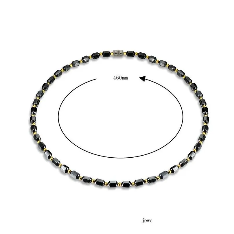 Ketten Frauen Schwarze Magnetische Halskette Perlen Hämatit Steintherapie Abnehmen Gesundheitspflege Für Männer ML Drop Lieferung Schmuck_voghion.com