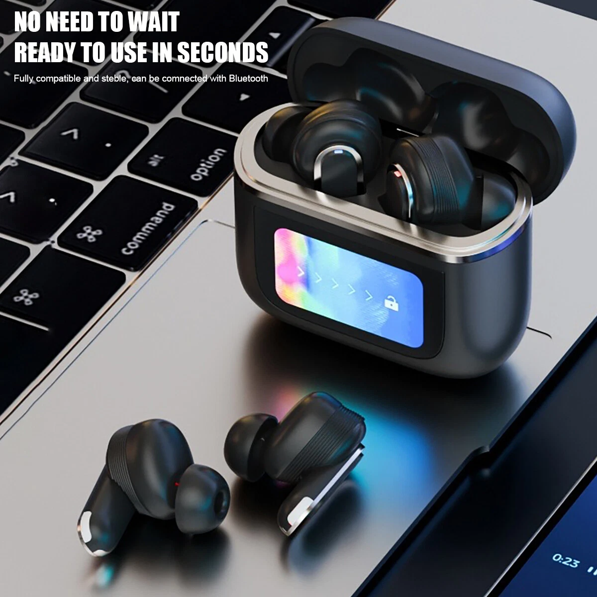 TWS Smart Touch Screen Earbuds Wireless Bluetooth Headphones Headset With Mic Stereo_voghion.com