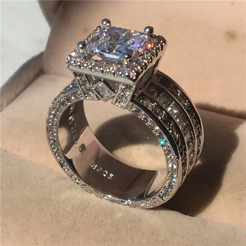 Sterg Sier Band Ring Princess Cut Trouwringen 3ct Lab Dia mode Sieraden Voor Vrouwen vrouw Verloving Jubileum_voghion.com