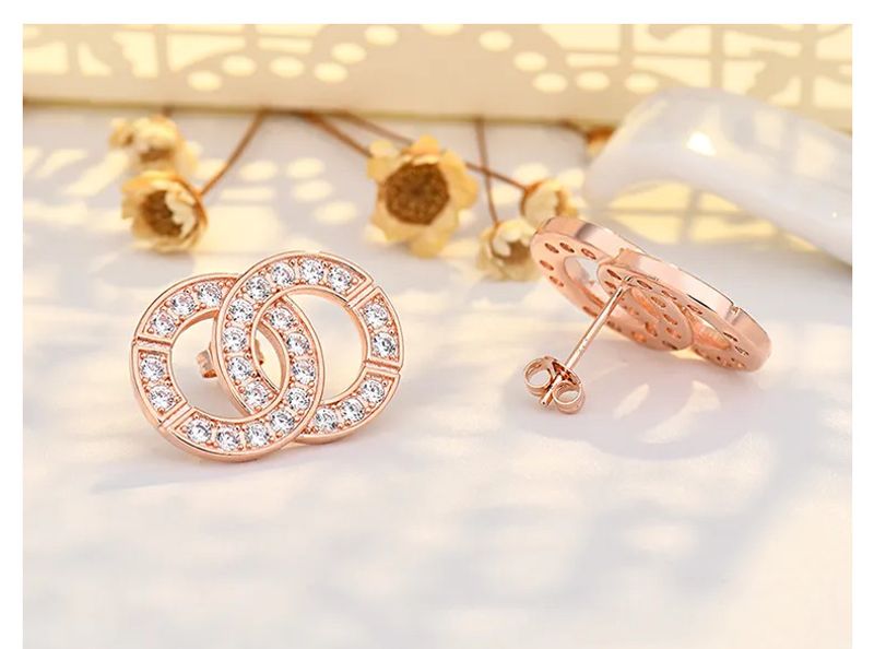 Boucles d'oreilles haut de gamme en zircon plaqué or pour femme, style célébrité d'Internet_voghion.com