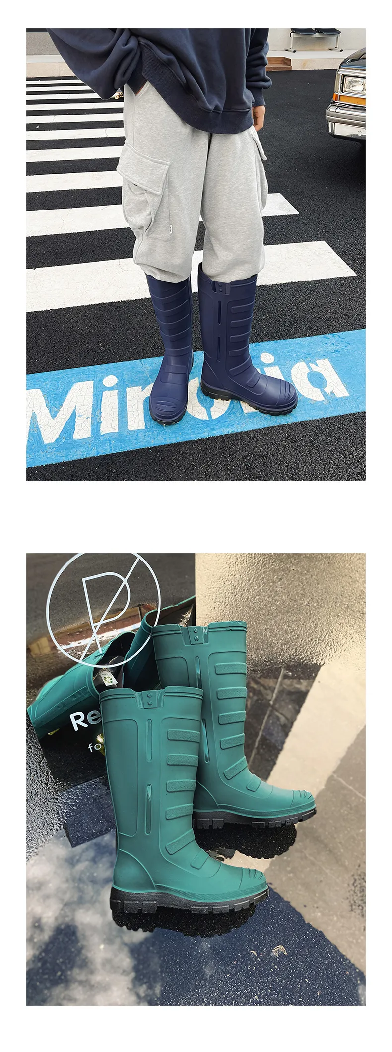 Unisex Rubber Shoes Men and Women Mid Calf Waterproof Work Safety Rain Boots Fishing Husband Botas Para Lluvia_voghion.com