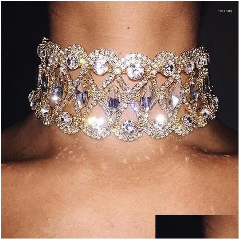 Colliers pendentifs fins et brillants, collier ras du cou doré bohème pour femmes, magnifique chaîne en strass, ras du cou pour mariée et mariage_voghion.com