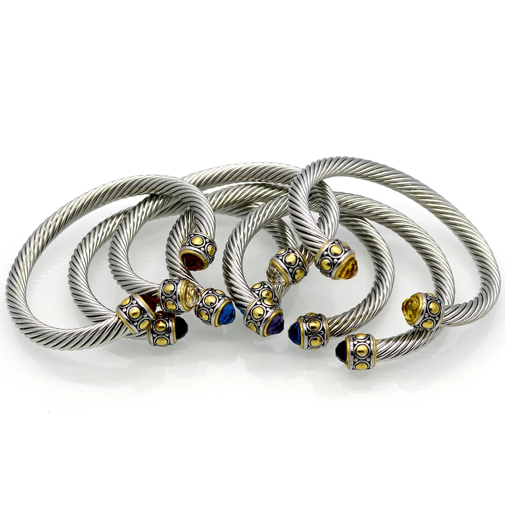 Designersmykker Mode Snoet Tråd Guld Sølv Rustfrit Stål Armbånd Flettet Mærke Armbånd Diamant Zirkon Fødselsdag_voghion.com