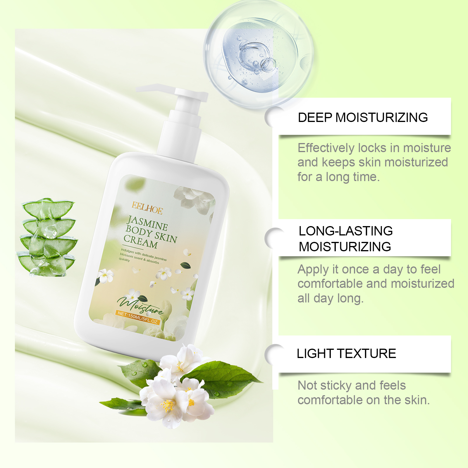 EELHOE Jasmine Moisturizing And Nourishing Body Lotion Moisturizes And Hydrates The Skin, Making It Smooth And Delicate_voghion.com