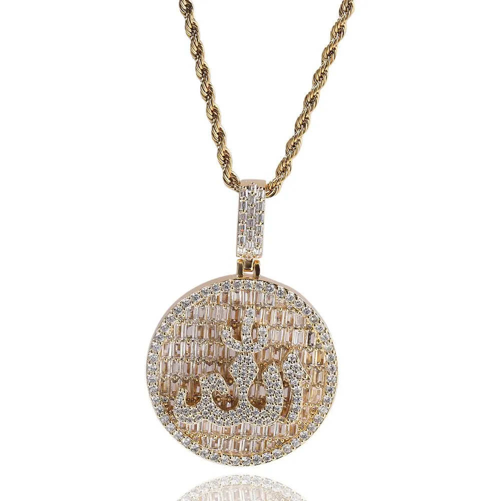 Collier avec pendentif rond symbole Hip Hop, bijoux plaqués or véritable, cadeau cool pour hommes_voghion.com