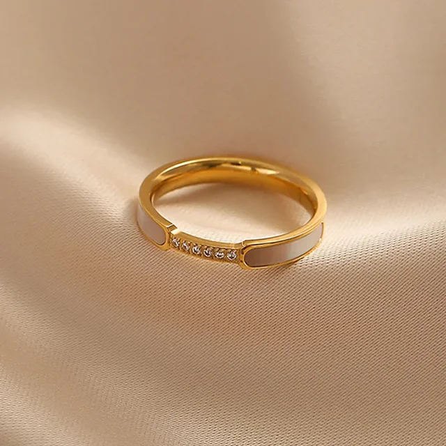 Bereit Lager Steinless Stahl Zirkon Shell für Frauen Einfache Index Finger Gold Farbe Ring Party Hochzeit Schmuck Geschenk반지_voghion.com