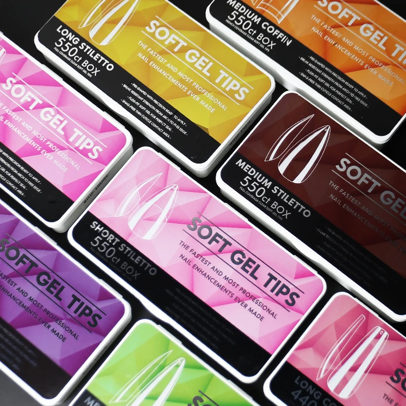 Arte Clavo Clear Medium Long Almond Nail Tips Kit Soft Gel Full Cover Tips Soak Off Nail Extension Gel Tips False Press on Nails_voghion.com