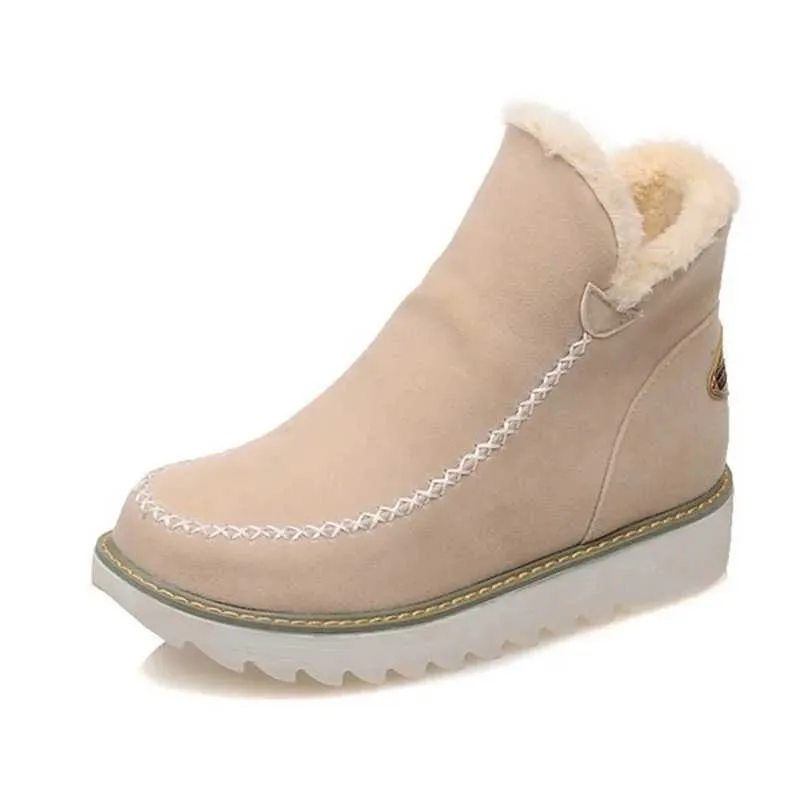 Frau Winter Mode Schnee Casual Leder Baumwolle Damen Stiefel kniehohe stiefel Plattform Schuhe botines mujer XW6.5_voghion.com
