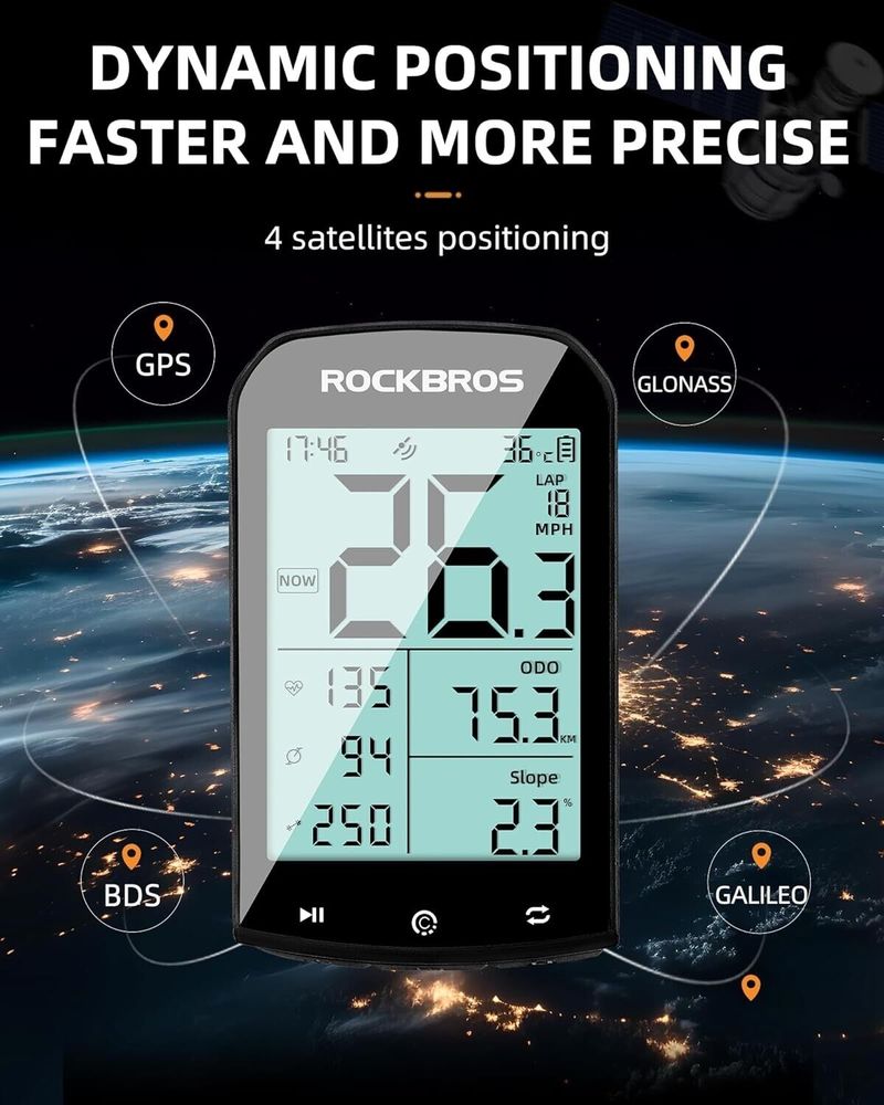 ROCKBROS Bisiklet Bilgisayarı Kablosuz GPS ANT+ IPX6 LED Ekranlı Bisiklet Hız Göstergesi_voghion.com