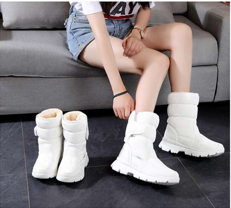 A Great Partner For Skiing Tourism! White Snow Boots For Parent-child Men And Women, Non Slip And Warm_voghion.com
