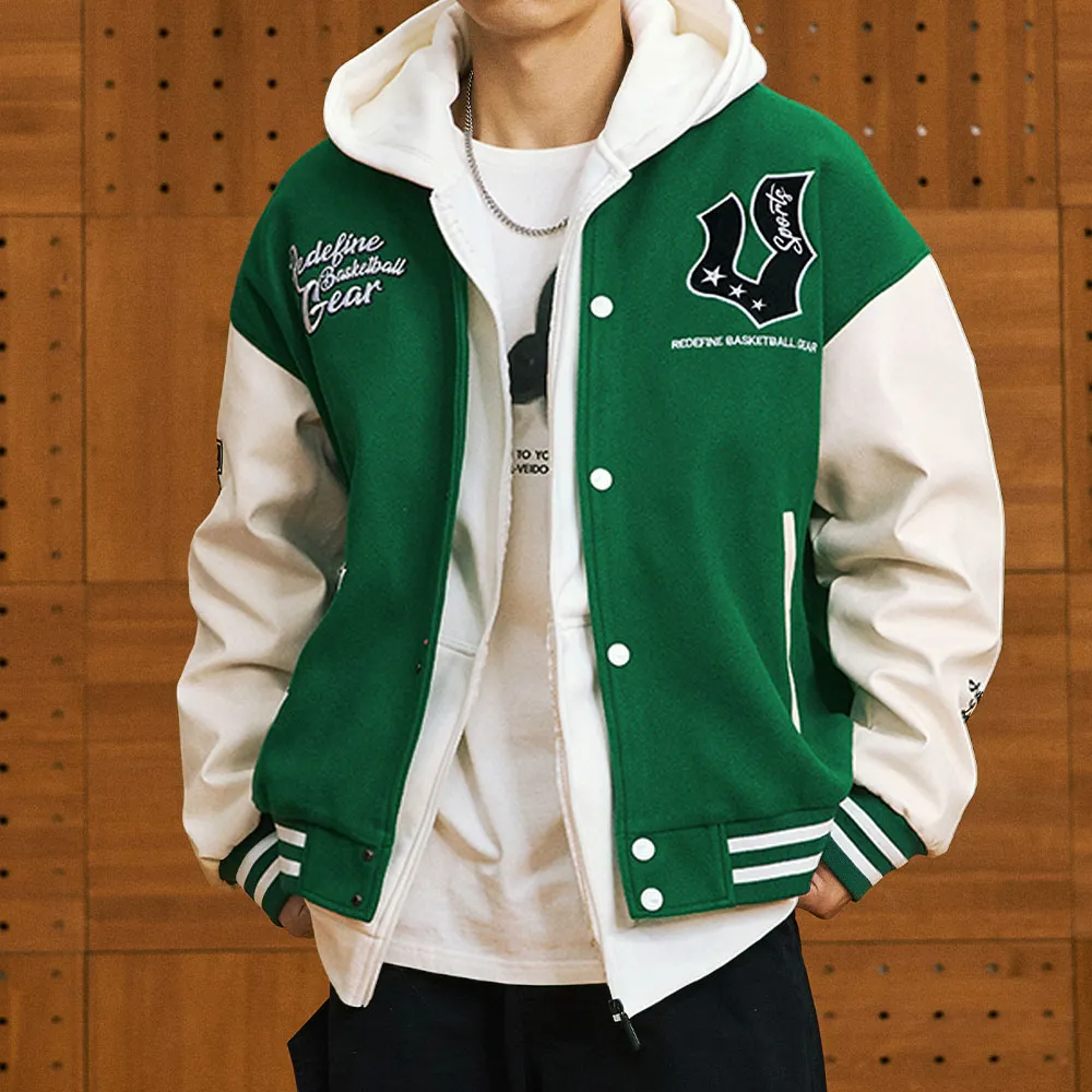 Veidoorn Preppy College-Jacke für Herren und Teenager, schicker Buchstabendruck, starke Stickerei, lässiger Baseball-Mantel für Herbst und Winter_voghion.com